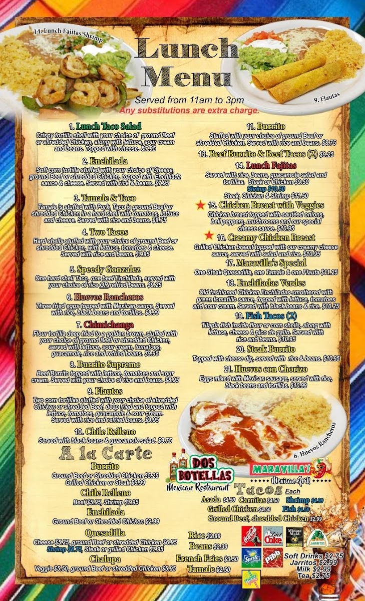 Dos Botellas Mexican Restaurant Menu - Image 1